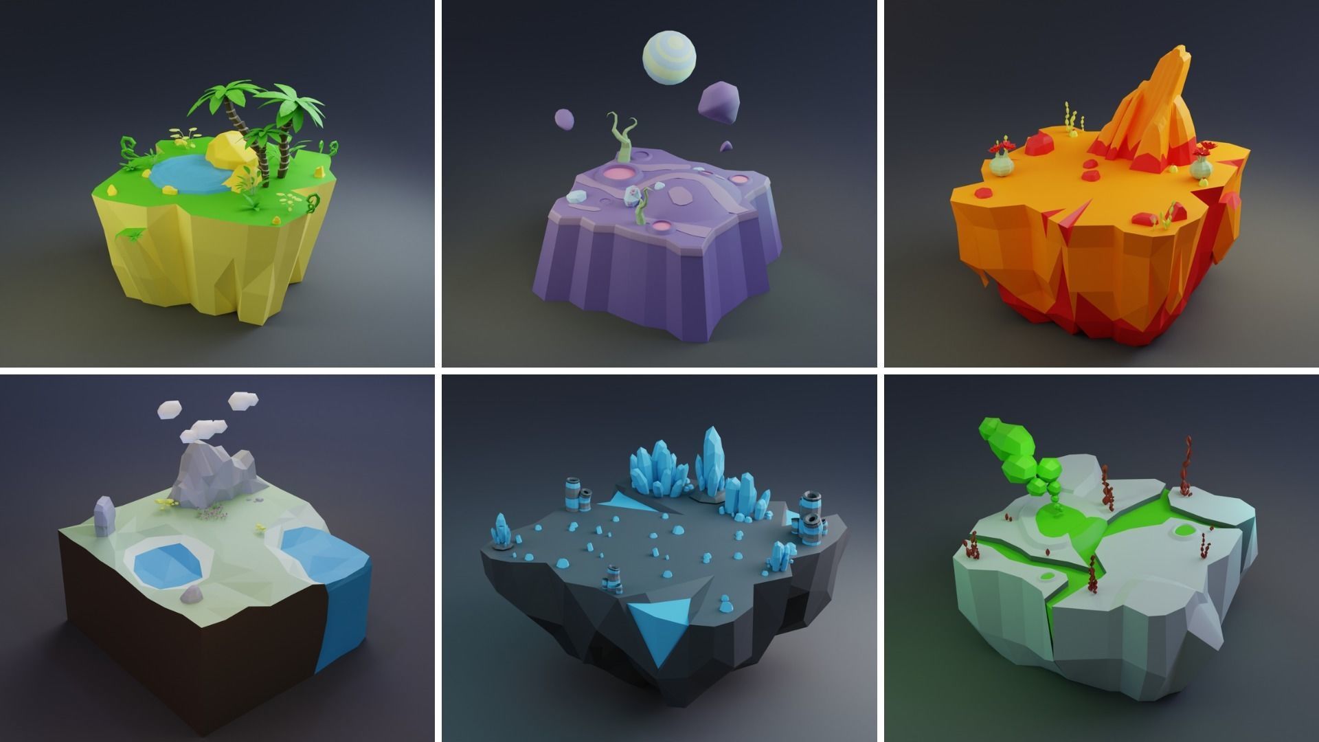 MEGA PACK Low Poly Worlds Islands Exteriors Low-poly 3D model_3