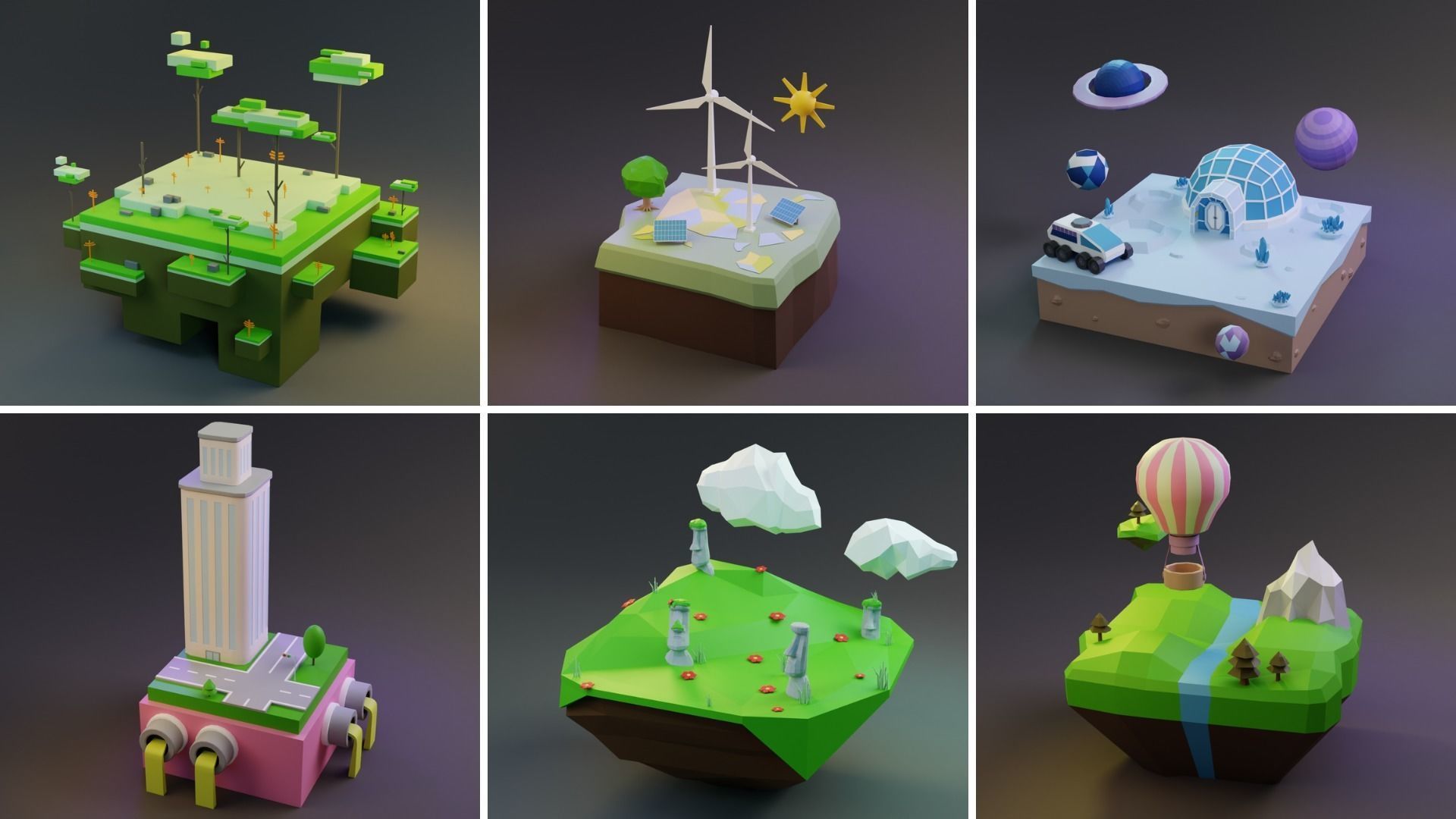 MEGA PACK Low Poly Worlds Islands Exteriors Low-poly 3D model_8