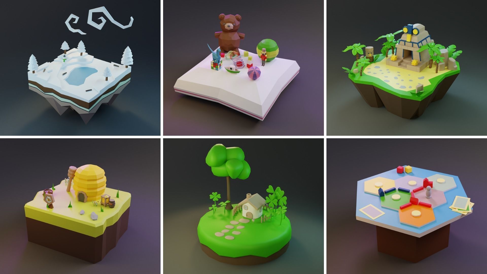 MEGA PACK Low Poly Worlds Islands Exteriors Low-poly 3D model_15