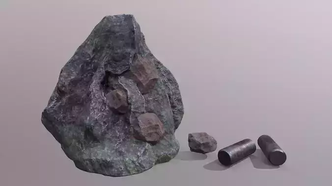 Iron ore and refined iron resource deposit Low-poly 3D model