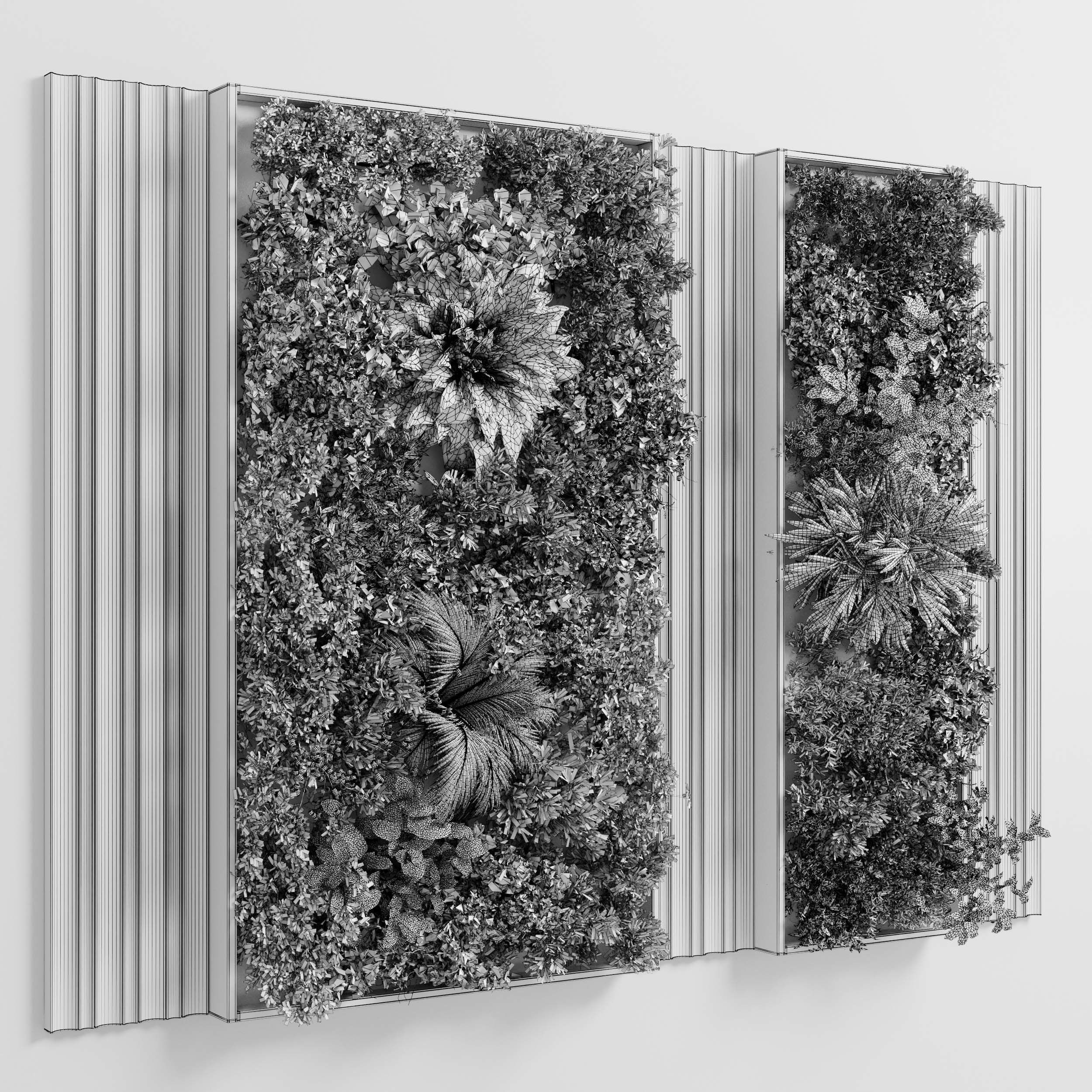 Vertical Wall Garden With Wooden frame set 53 Low-poly 3D model_6