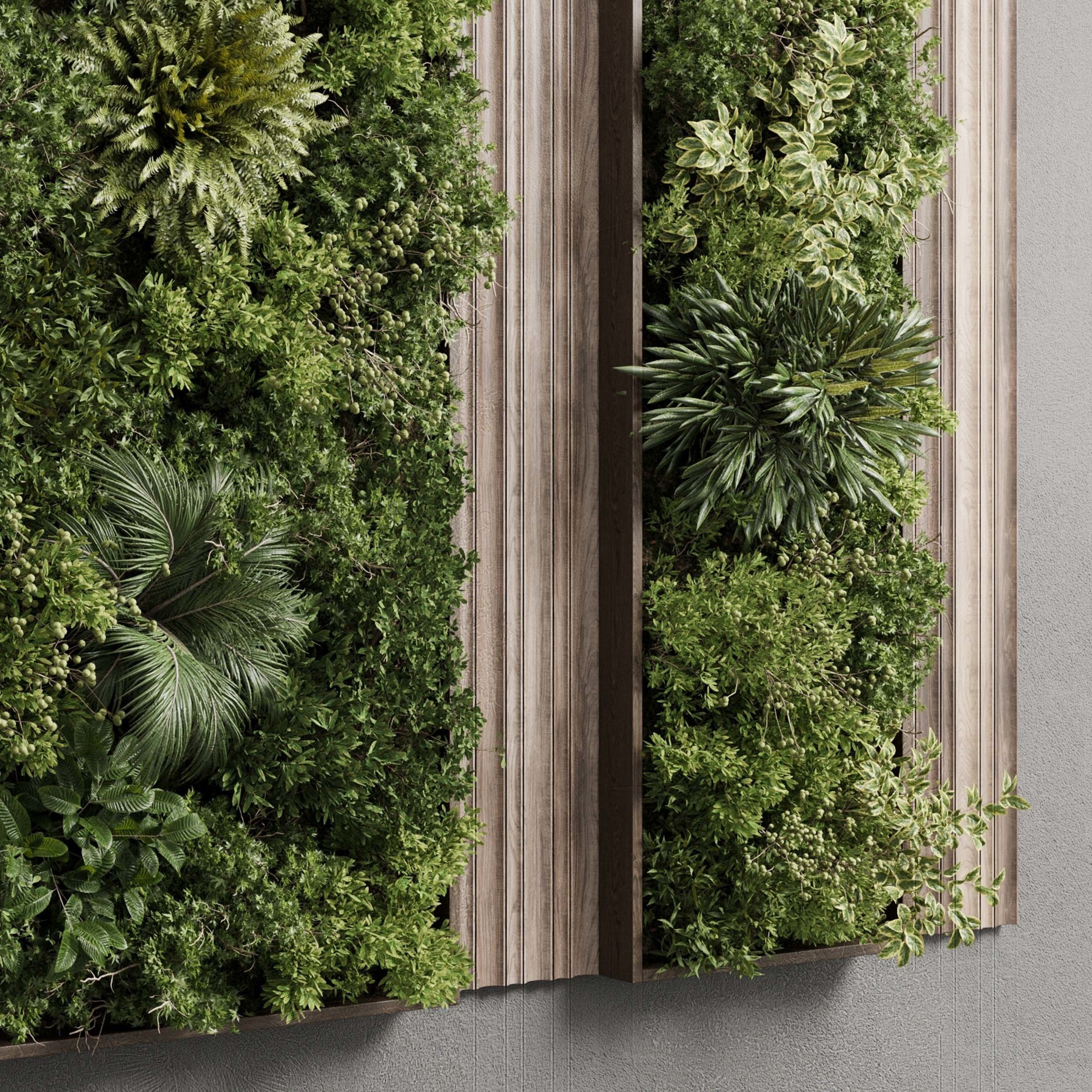 Vertical Wall Garden With Wooden frame set 53 Low-poly 3D model_5