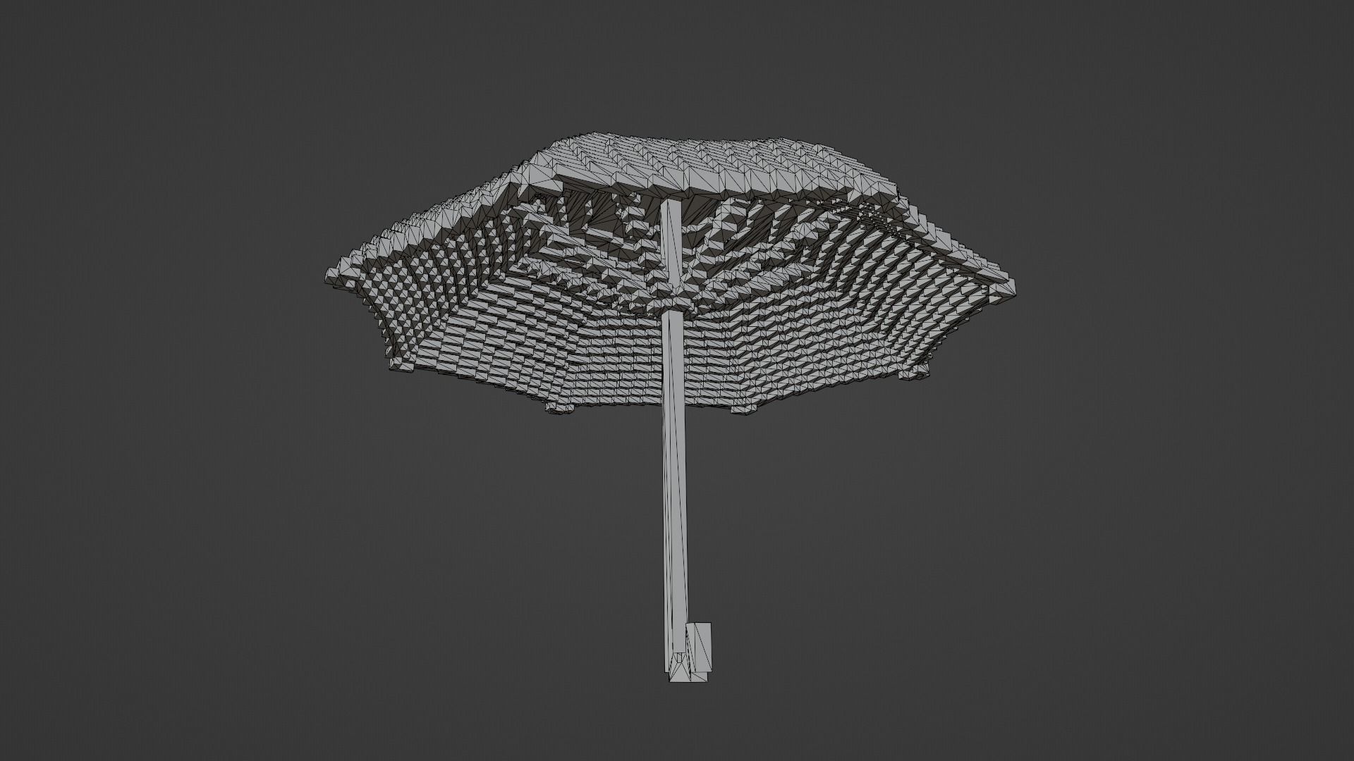 Voxel White Umbrella Low-poly 3D model_10