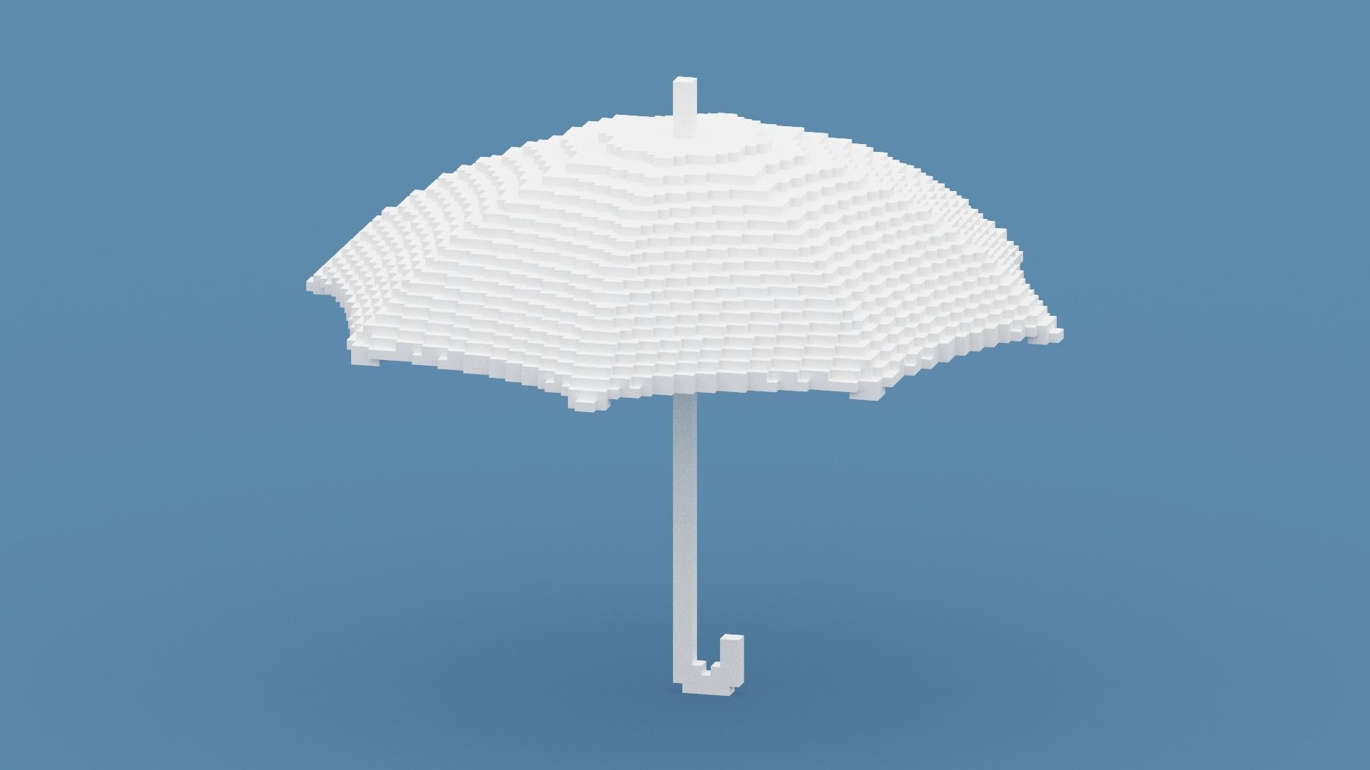 Voxel White Umbrella Low-poly 3D model_2