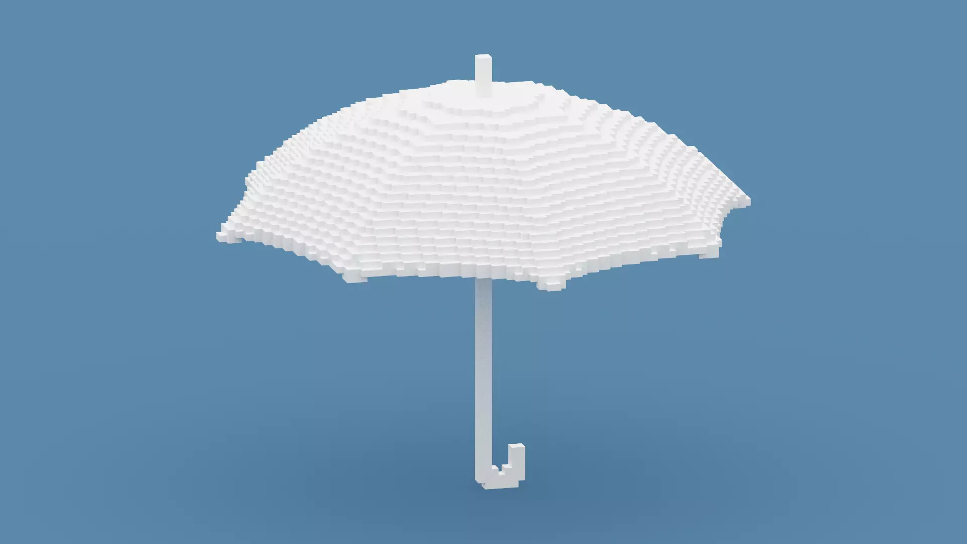 Voxel White Umbrella Low-poly 3D model_0