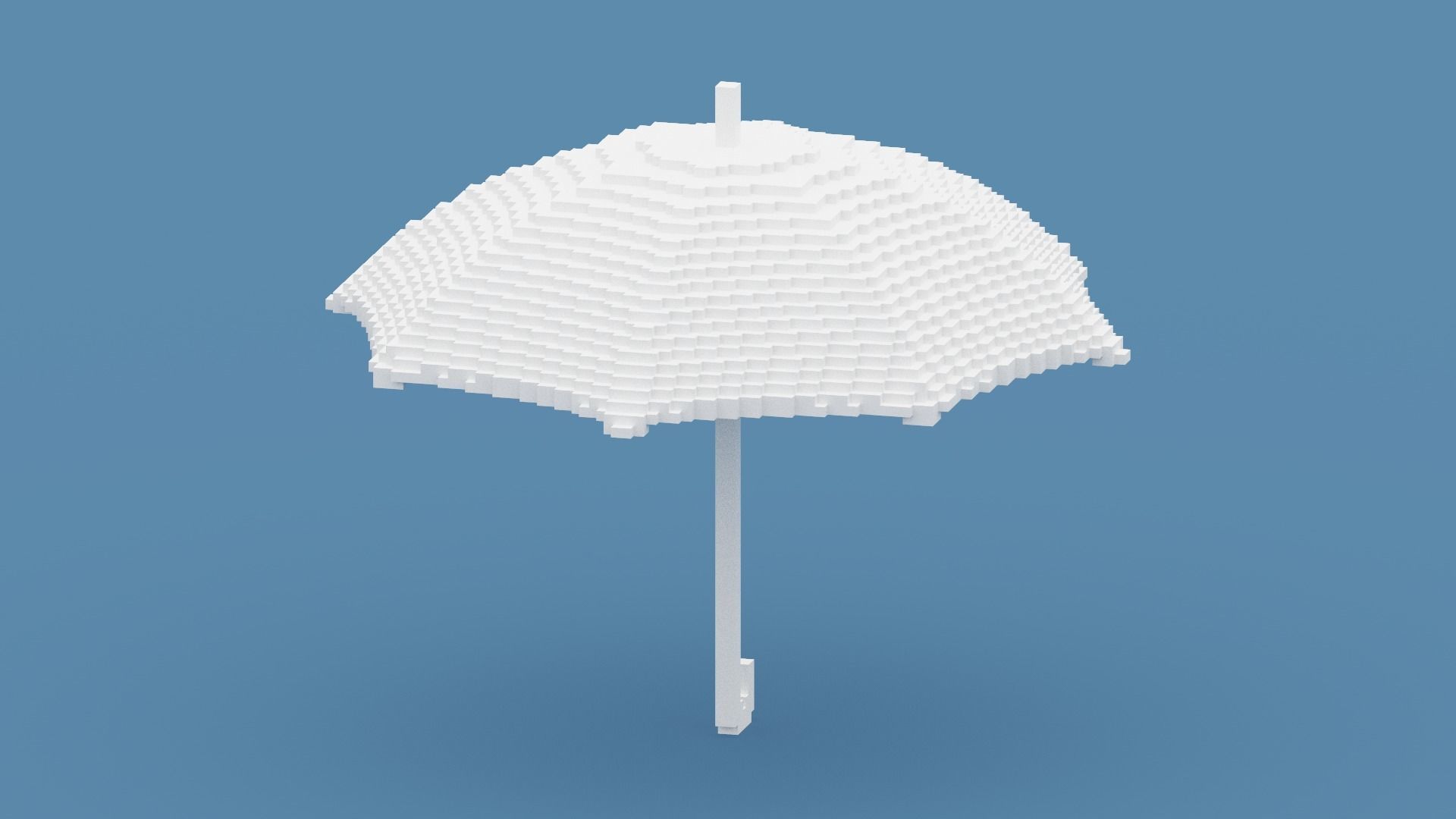 Voxel White Umbrella Low-poly 3D model_9