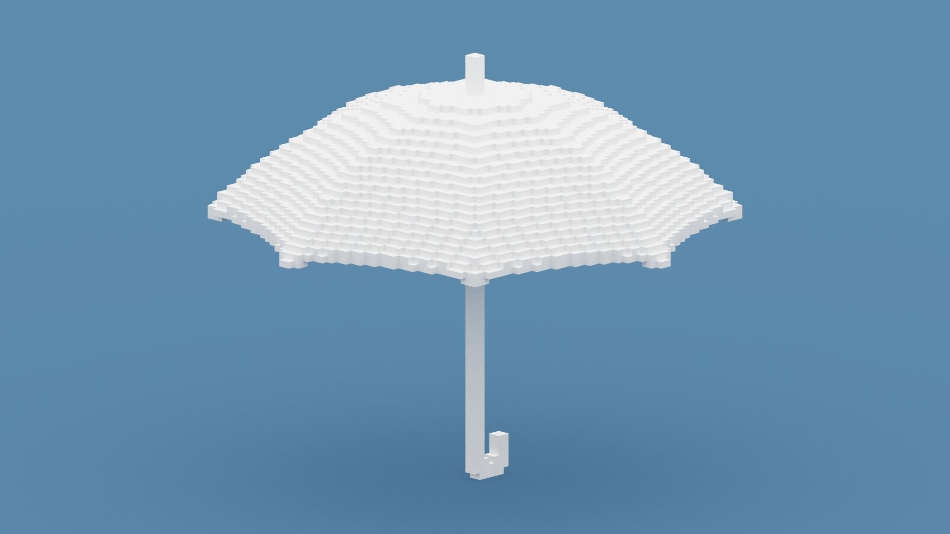 Voxel White Umbrella Low-poly 3D model_13