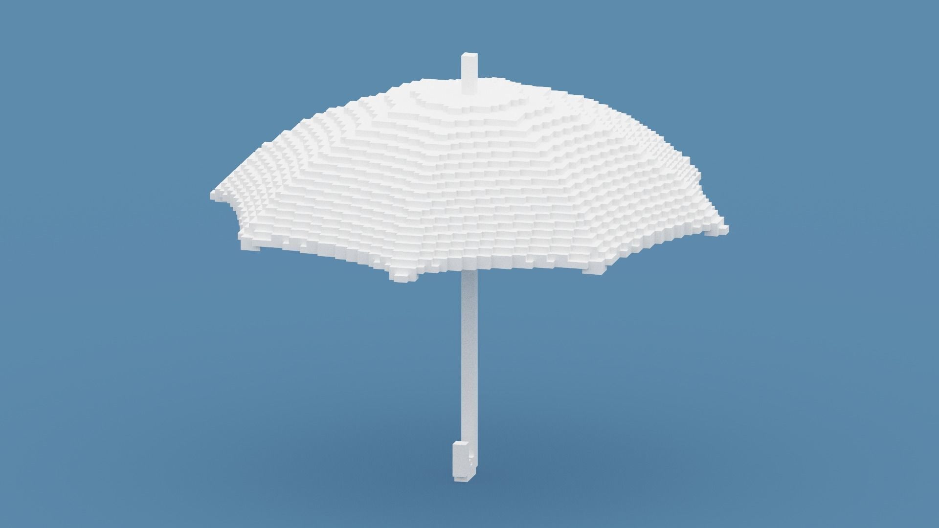 Voxel White Umbrella Low-poly 3D model_7