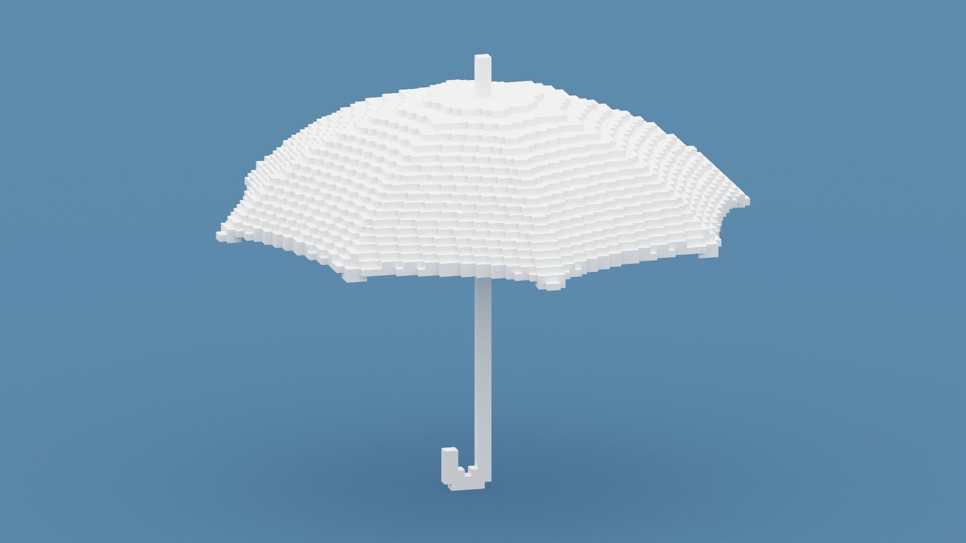 Voxel White Umbrella Low-poly 3D model_5