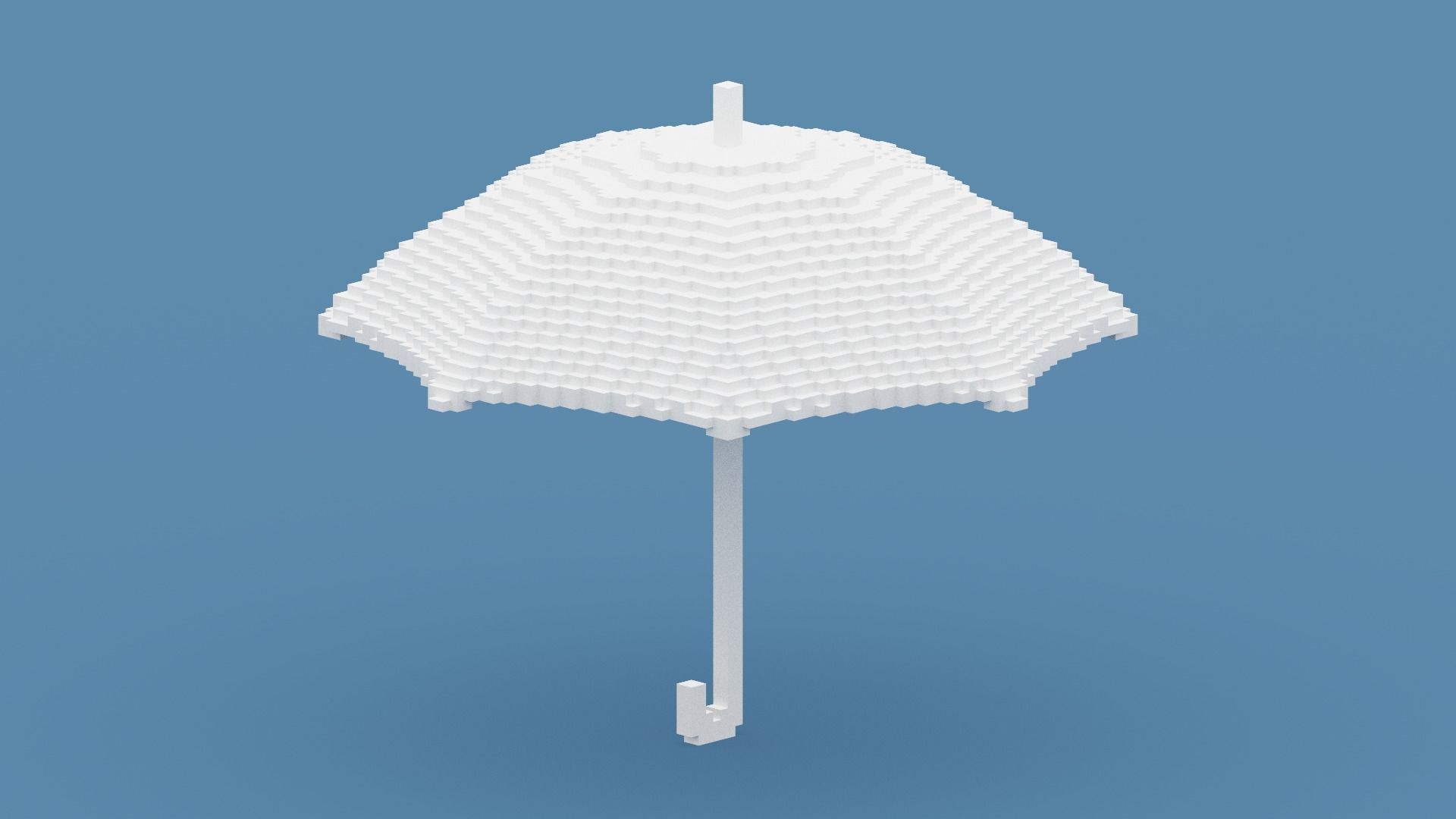 Voxel White Umbrella Low-poly 3D model_3