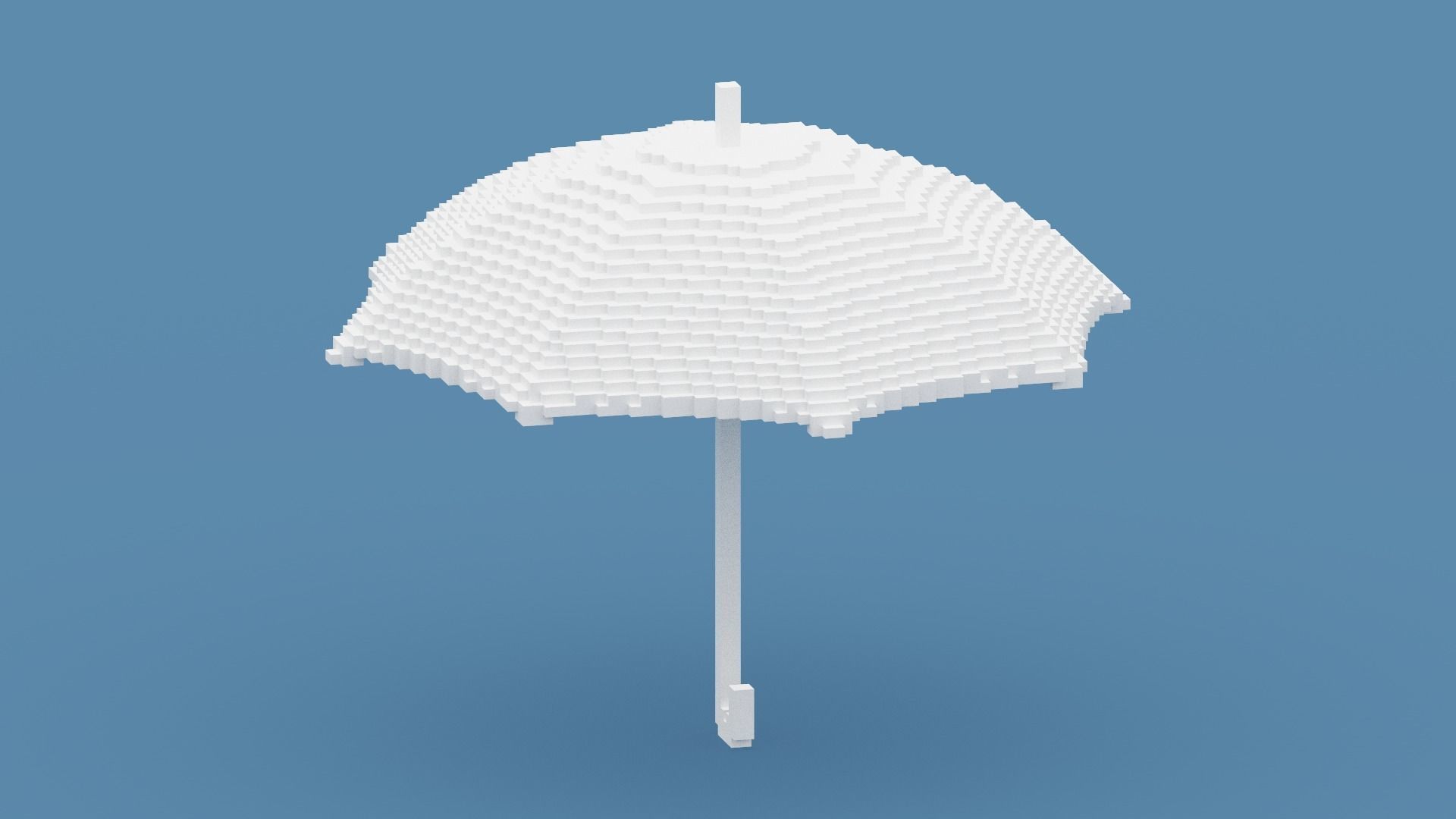 Voxel White Umbrella Low-poly 3D model_1
