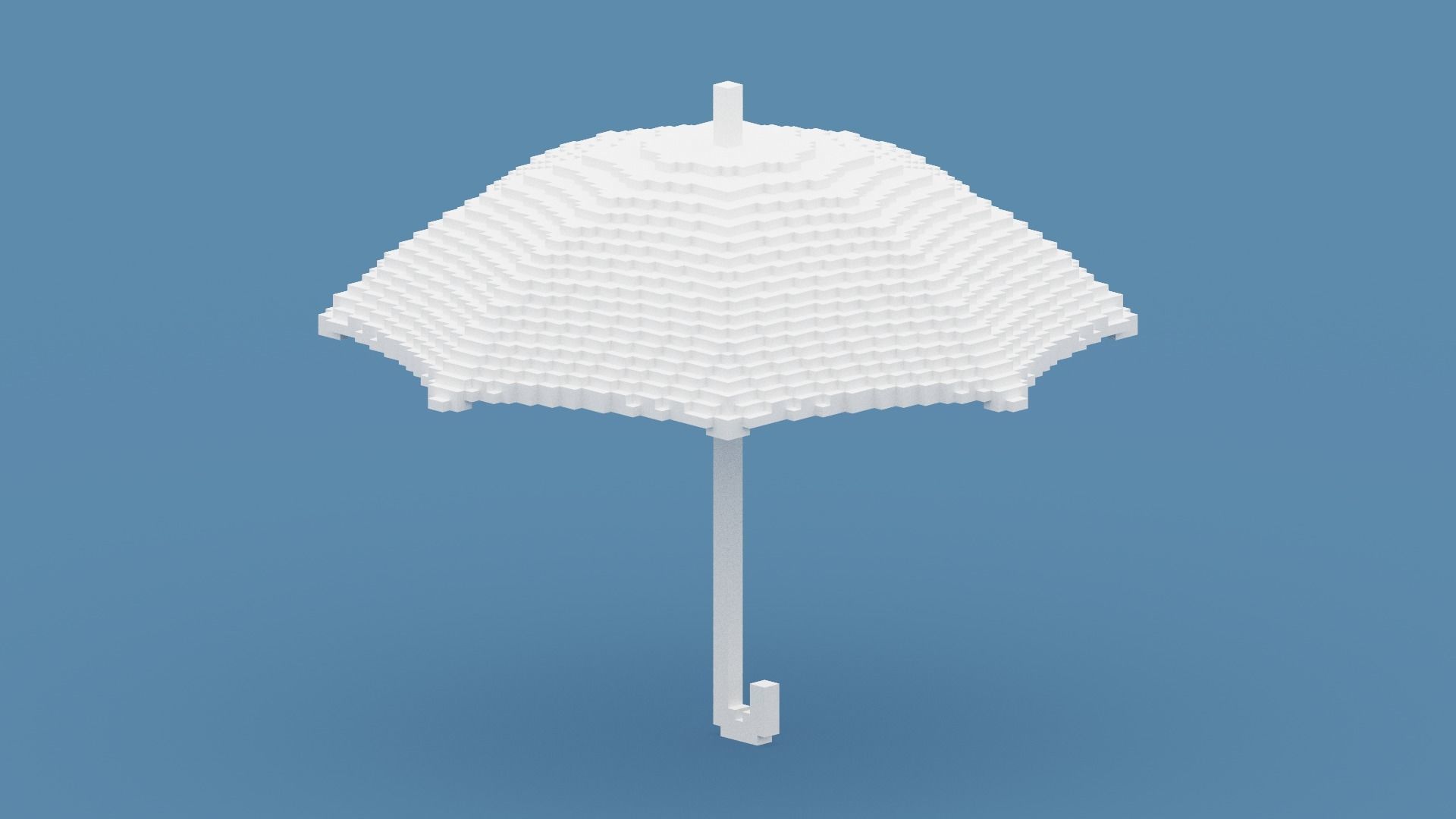 Voxel White Umbrella Low-poly 3D model_6