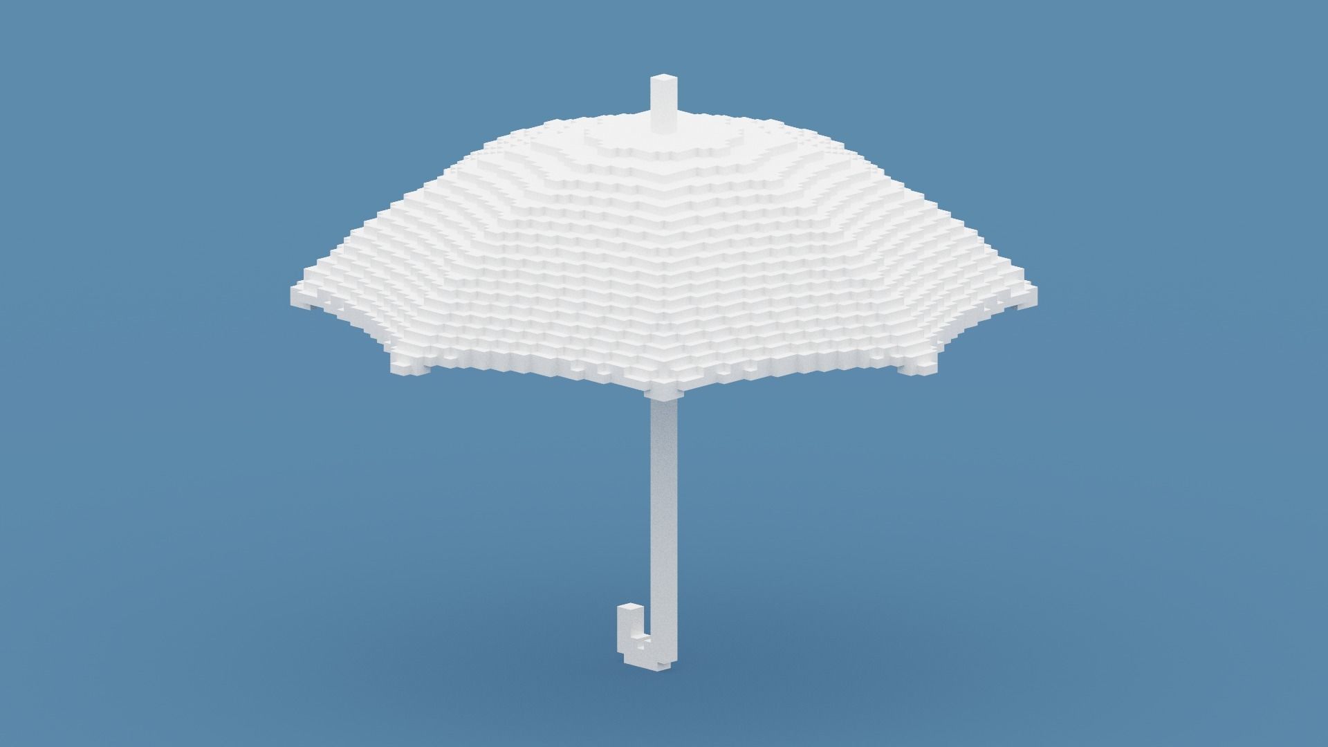 Voxel White Umbrella Low-poly 3D model_8