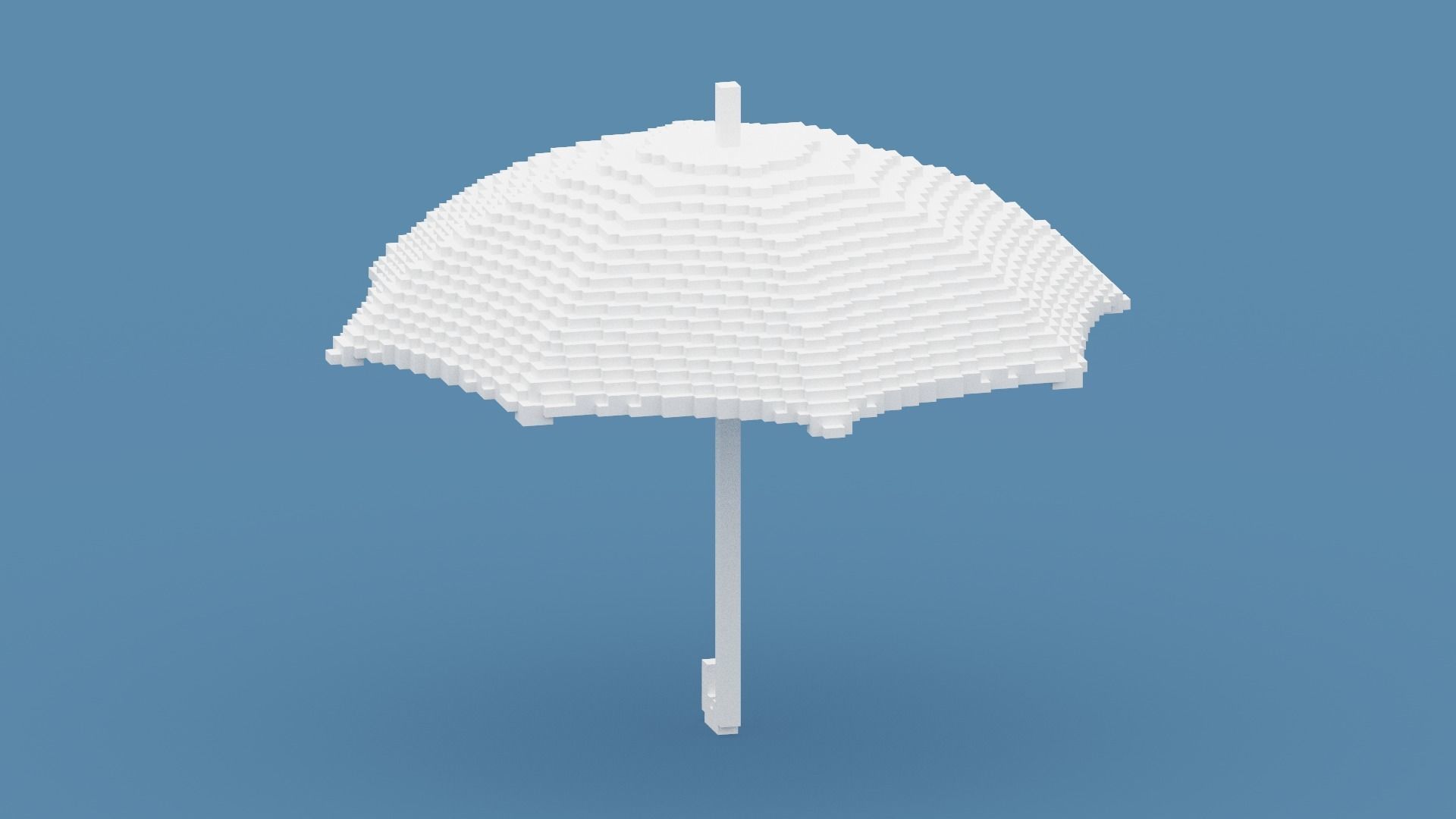 Voxel White Umbrella Low-poly 3D model_14