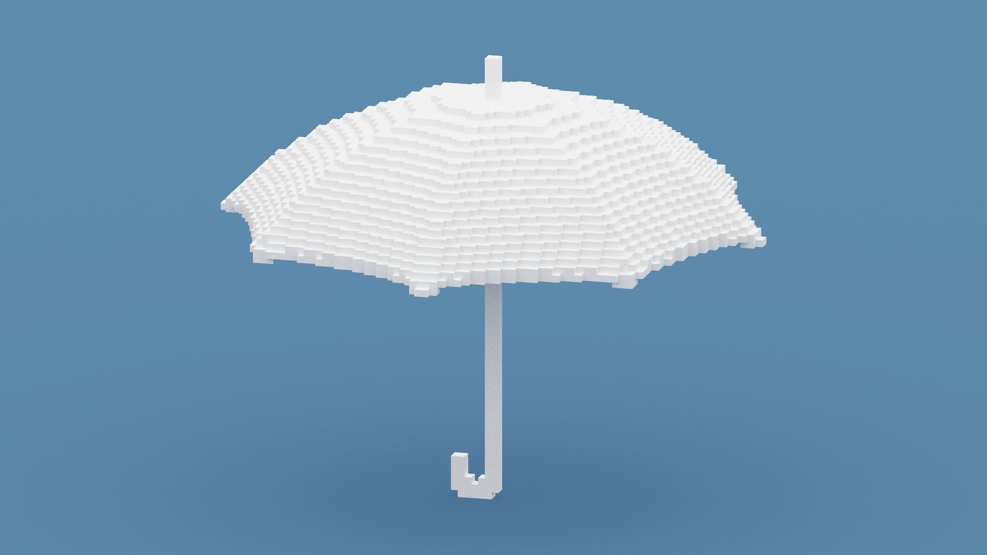 Voxel White Umbrella Low-poly 3D model_4