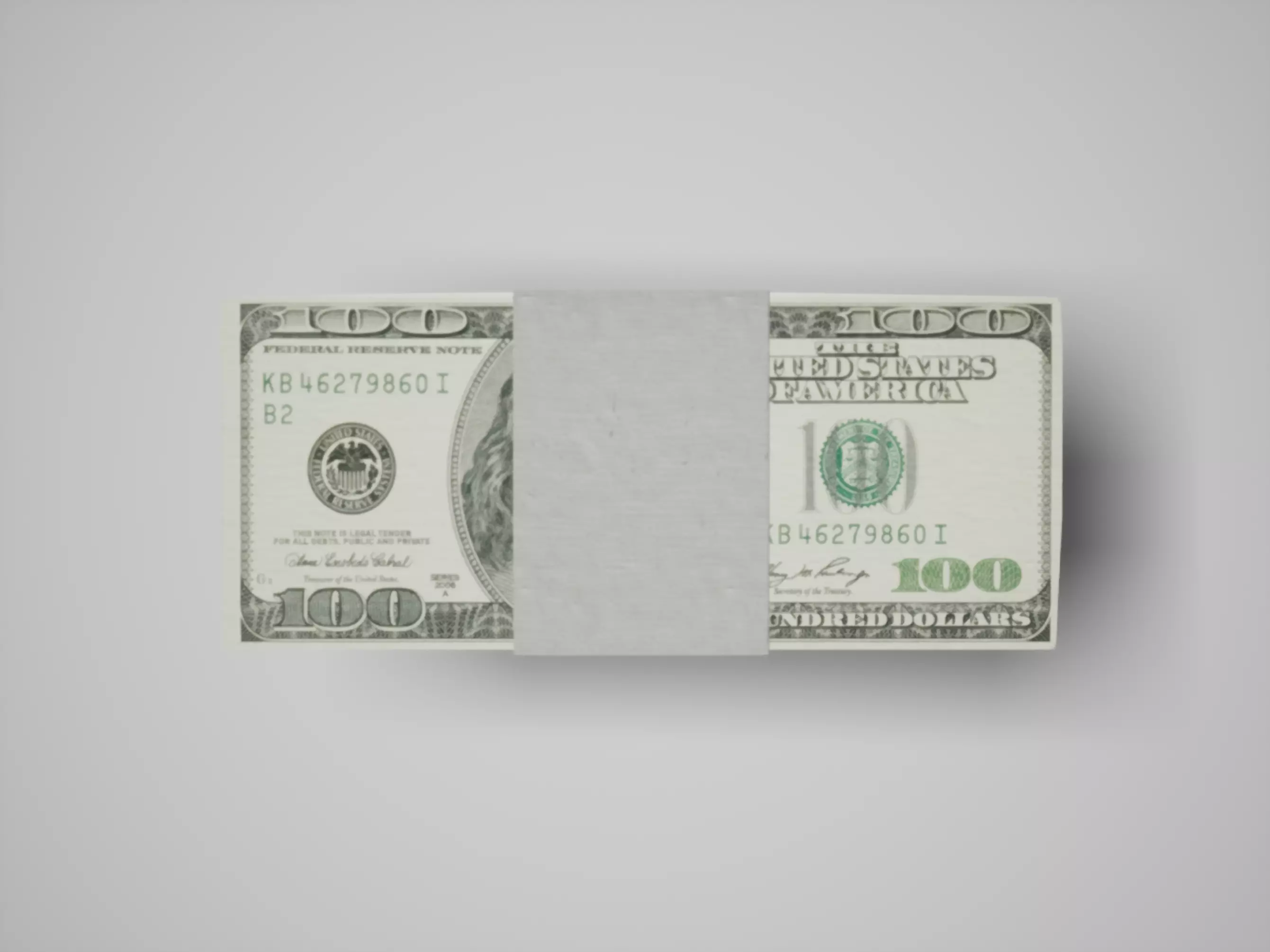 Stack of One Hundred Dollar Bills Low-poly 3D model_0