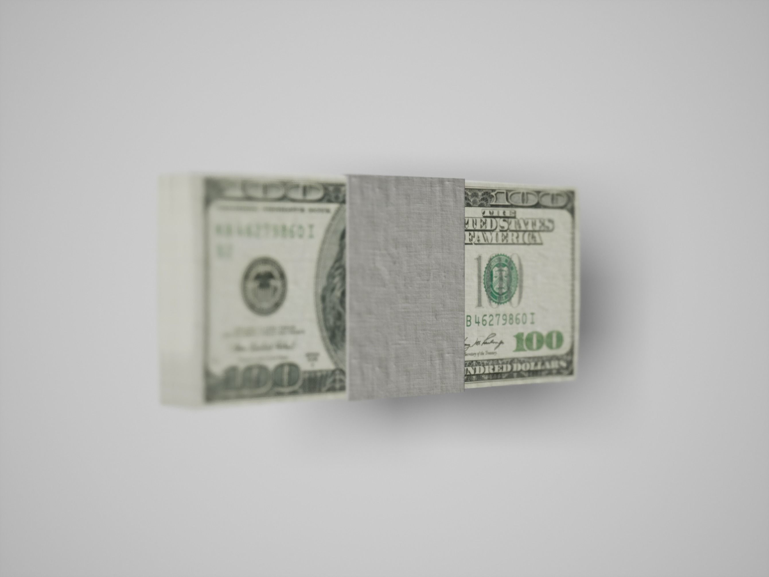 Stack of One Hundred Dollar Bills Low-poly 3D model_1