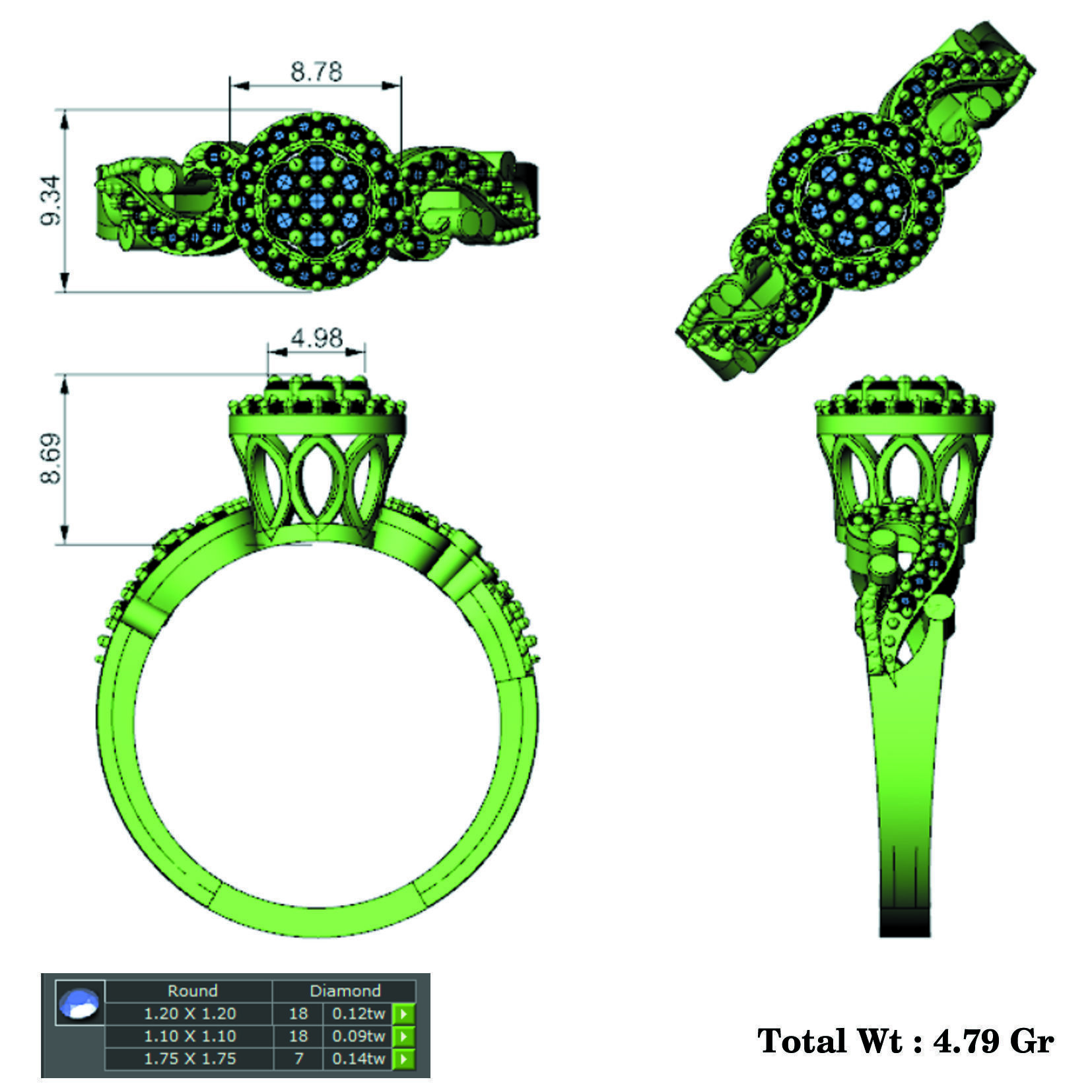solitaire ring 3D print model_4