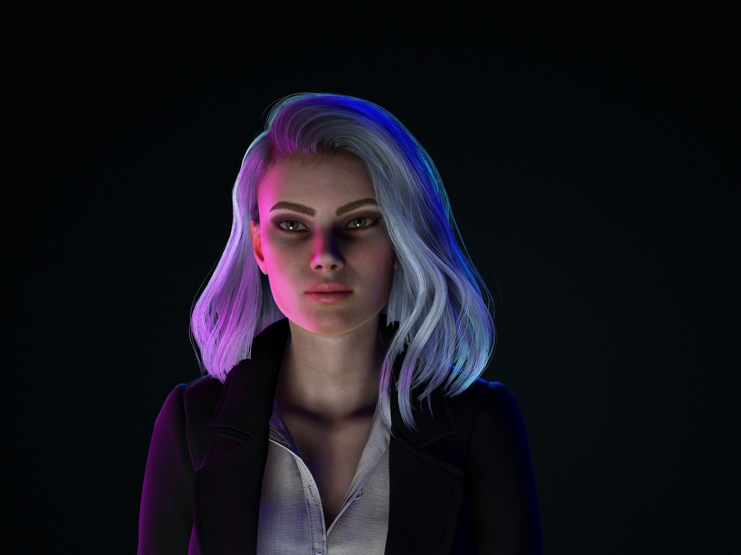 Female Character-Boss Girl Low-poly 3D model_5