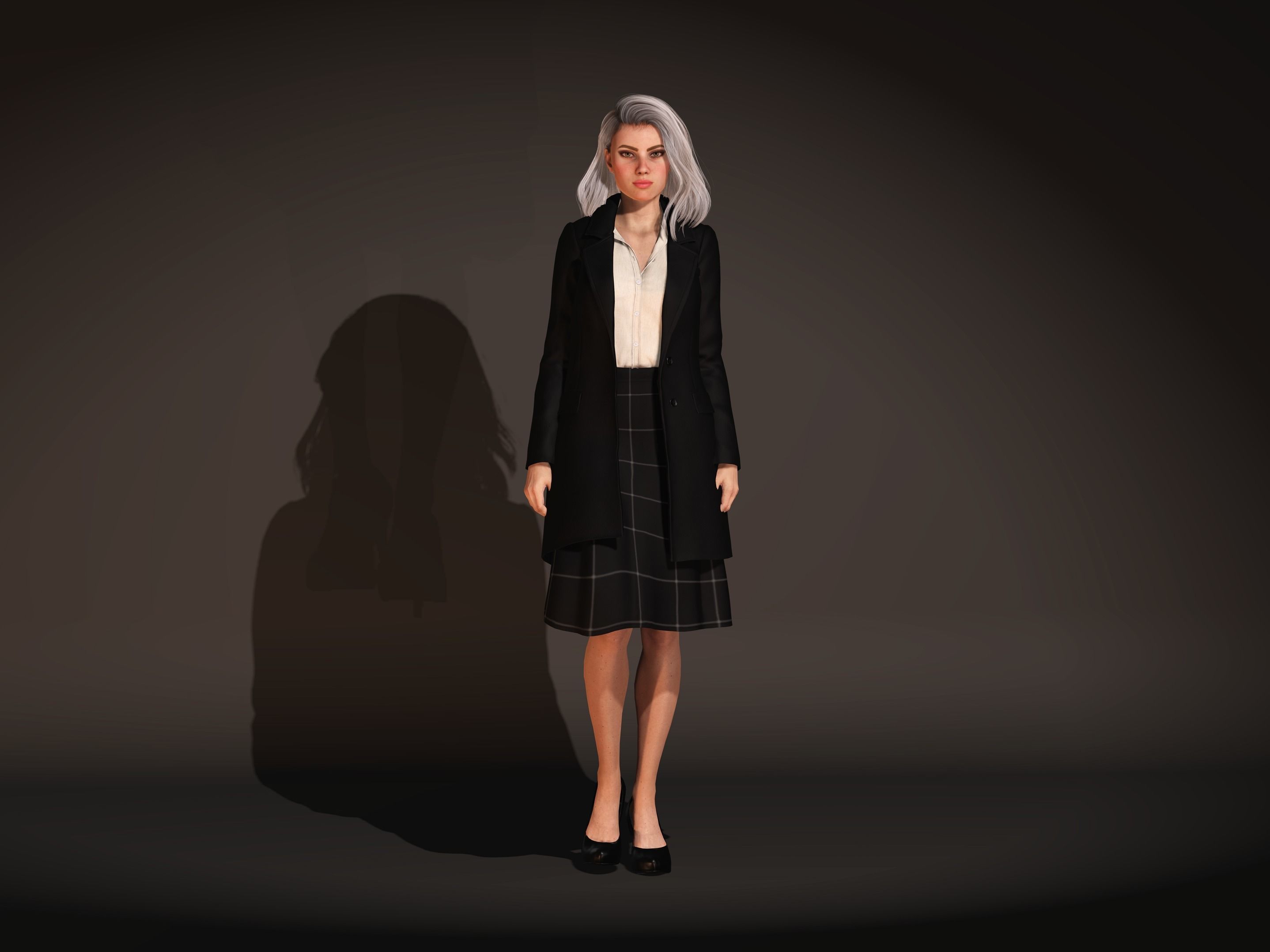 Female Character-Boss Girl Low-poly 3D model_4