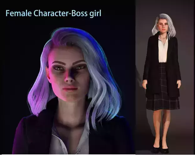 Female Character-Boss Girl Low-poly 3D model Female Character-Boss Girl Low-poly 3D model