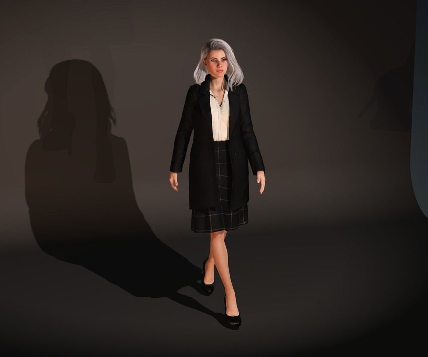 Female Character-Boss Girl Low-poly 3D model_2