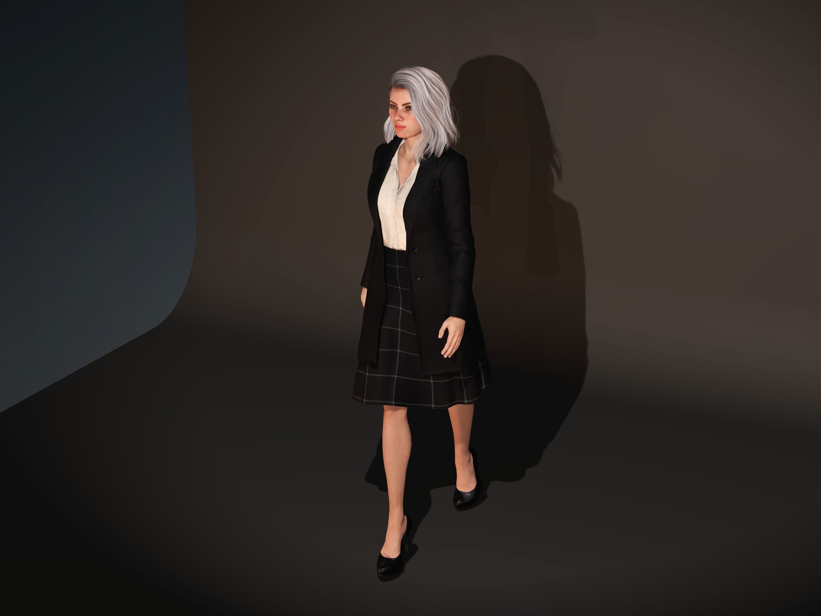 Female Character-Boss Girl Low-poly 3D model_6