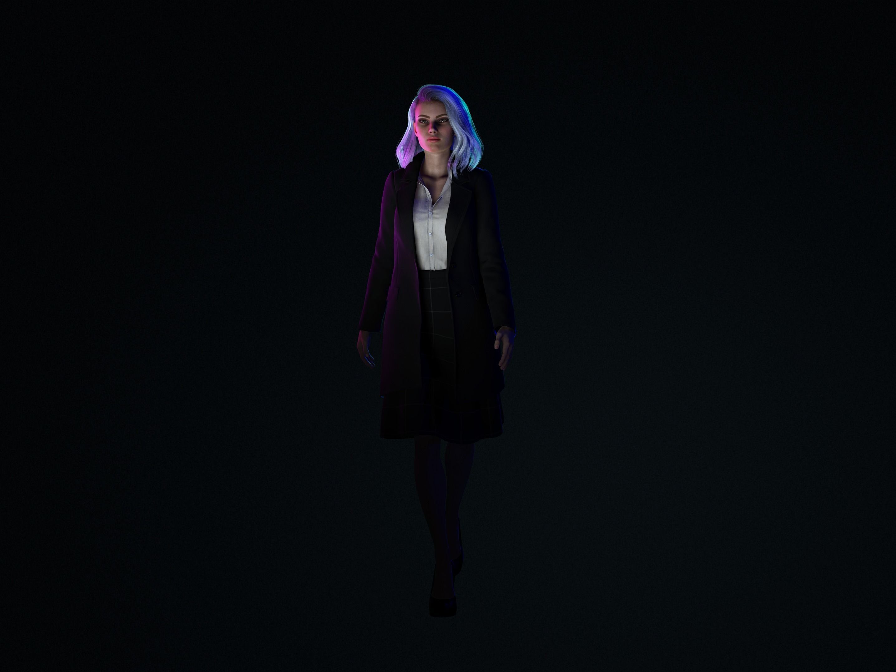 Female Character-Boss Girl Low-poly 3D model_8