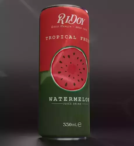 Juice can model with label texture in 3D