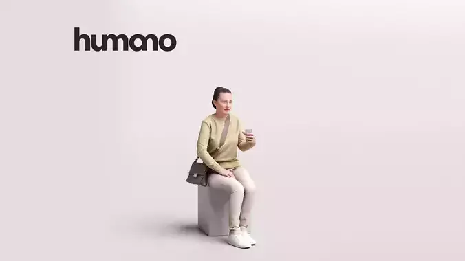 Humano Woman sitting and drinking coffee -Cafe-4104-9