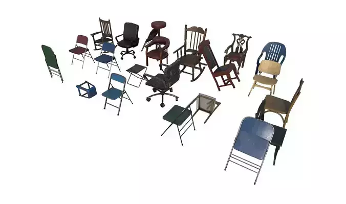 Chairs Prop Pack Low-poly 3D model