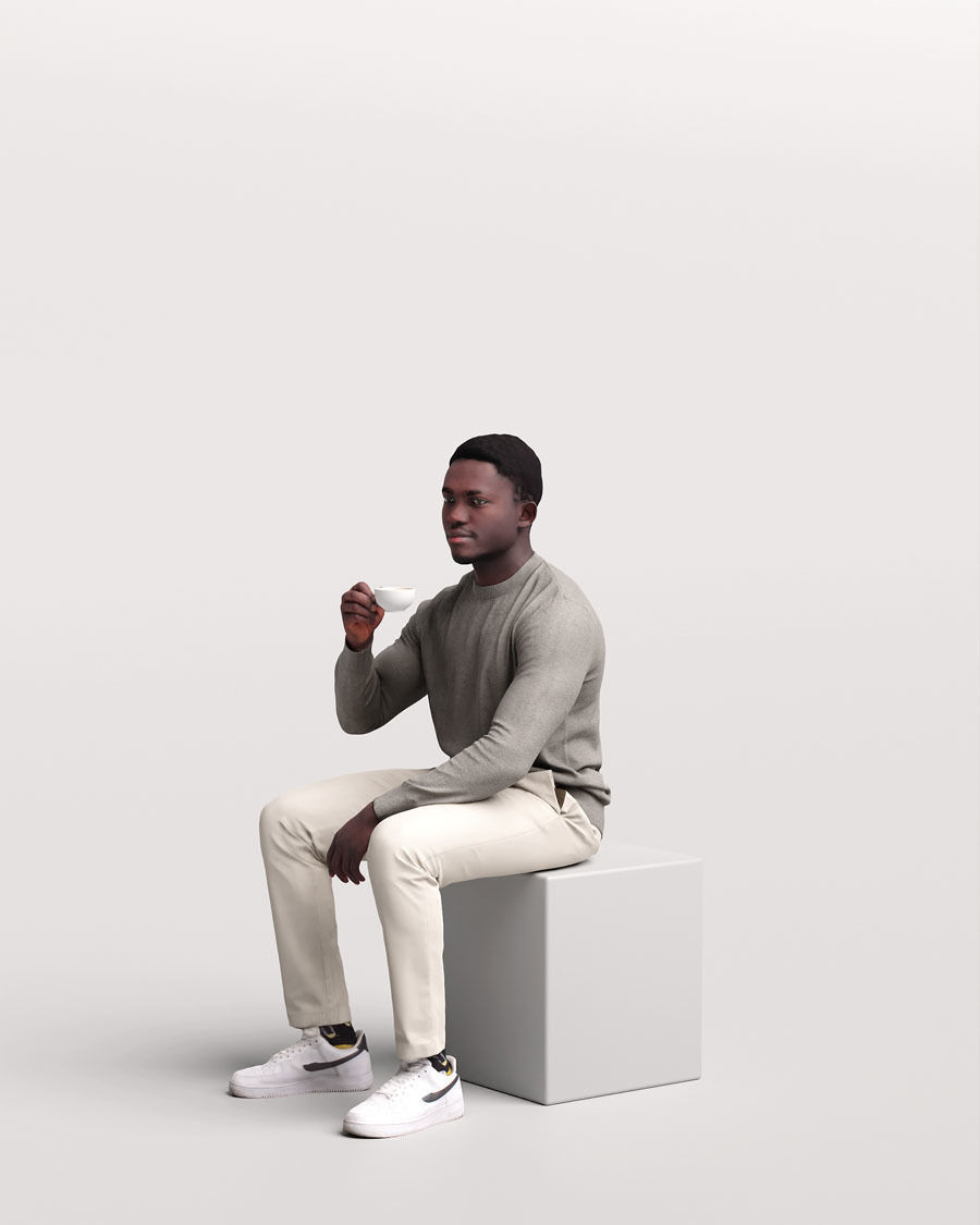 Humano Sitting Man sitting and drinking coffee - Cafe -4917-8 3D model_5