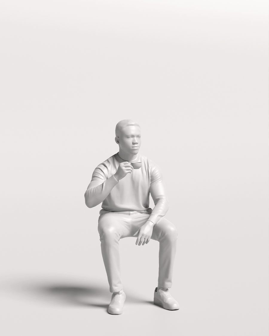 Humano Sitting Man sitting and drinking coffee - Cafe -4917-8 3D model_11