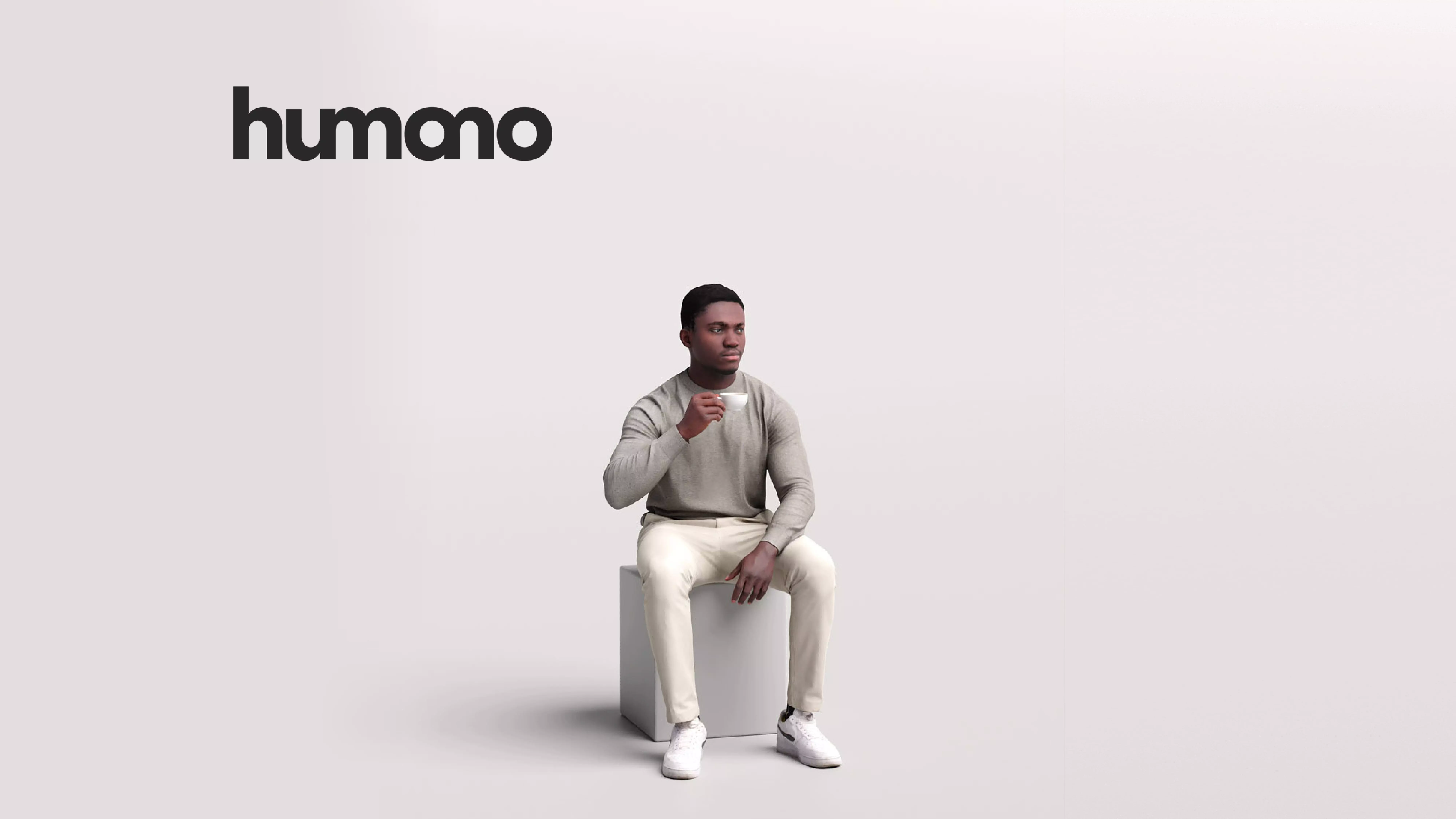 Humano Sitting Man sitting and drinking coffee - Cafe -4917-8 3D model_0