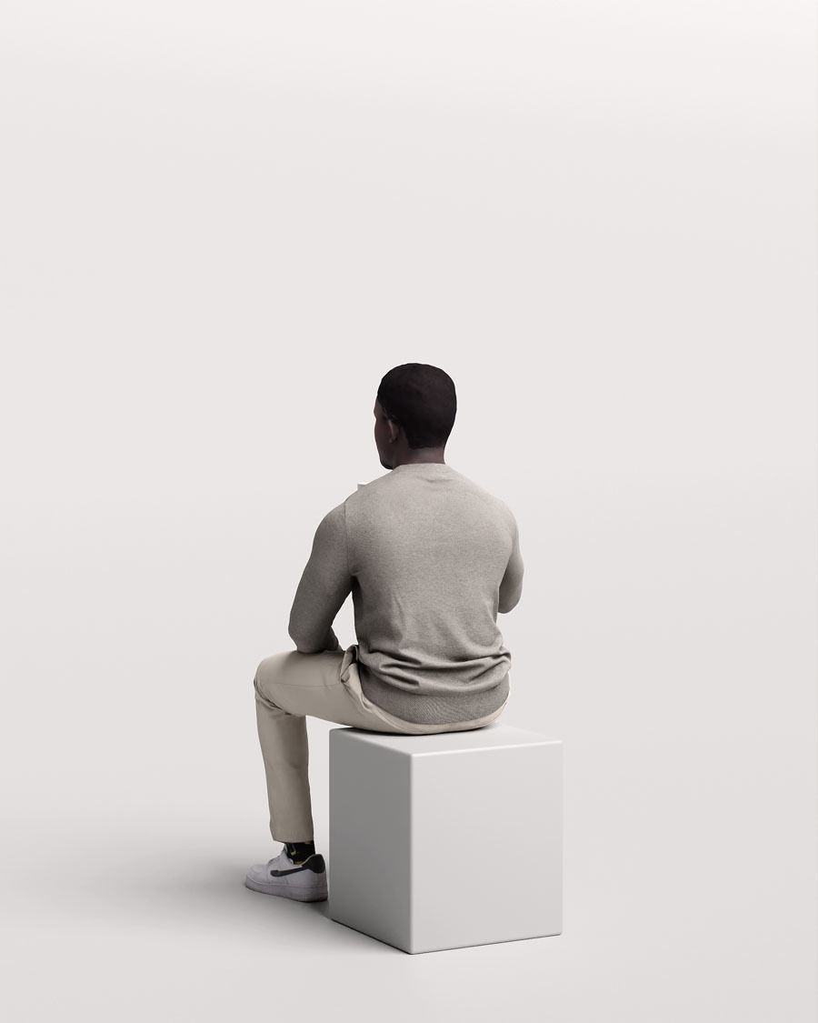 Humano Sitting Man sitting and drinking coffee - Cafe -4917-8 3D model_4