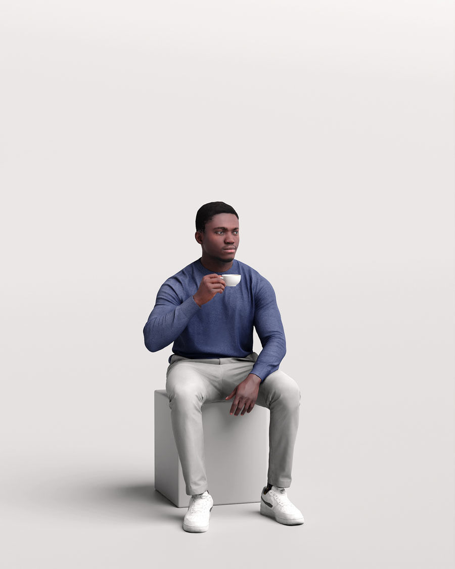 Humano Sitting Man sitting and drinking coffee - Cafe -4917-8 3D model_9