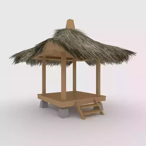 Gazebo 1 Thatch Roof 3D model