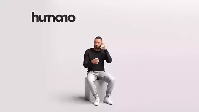 Humano African Man drinking coffee and talking -Cafe-4664-7