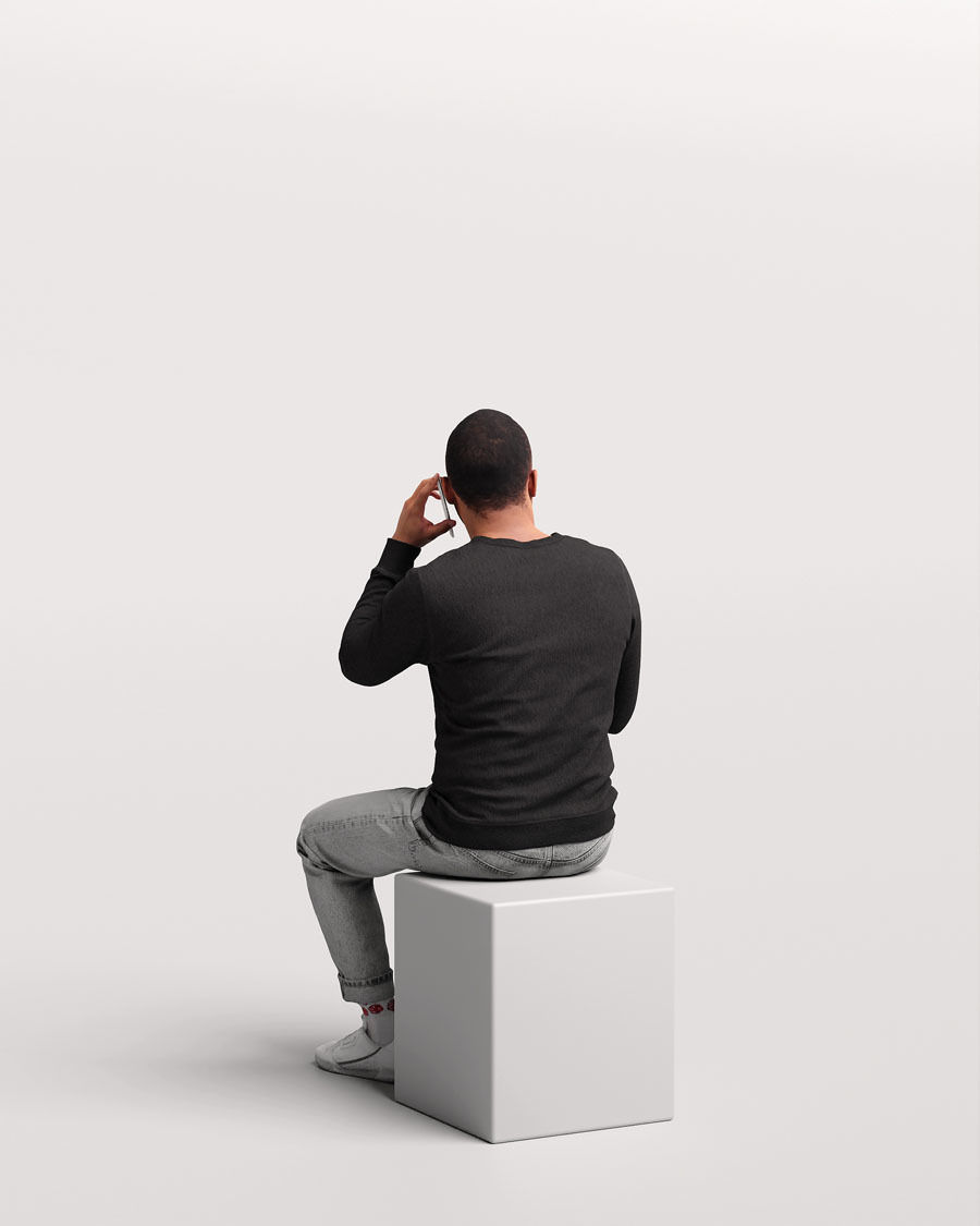 Humano African Man drinking coffee and talking -Cafe-4664-7 3D model_4