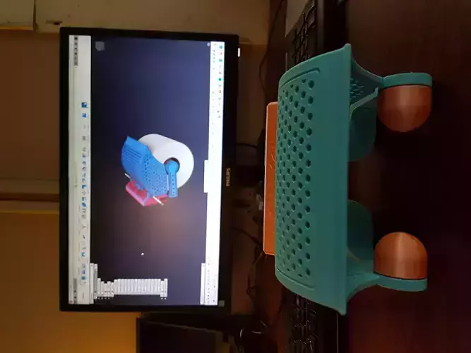 TOILET PAPER HOLDER WITH LID LIFTS AND LEGS OPEN 3D print model