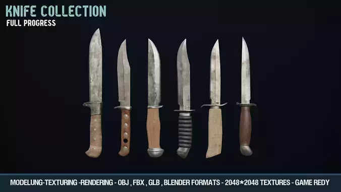 knifes pack Low-poly 3D model