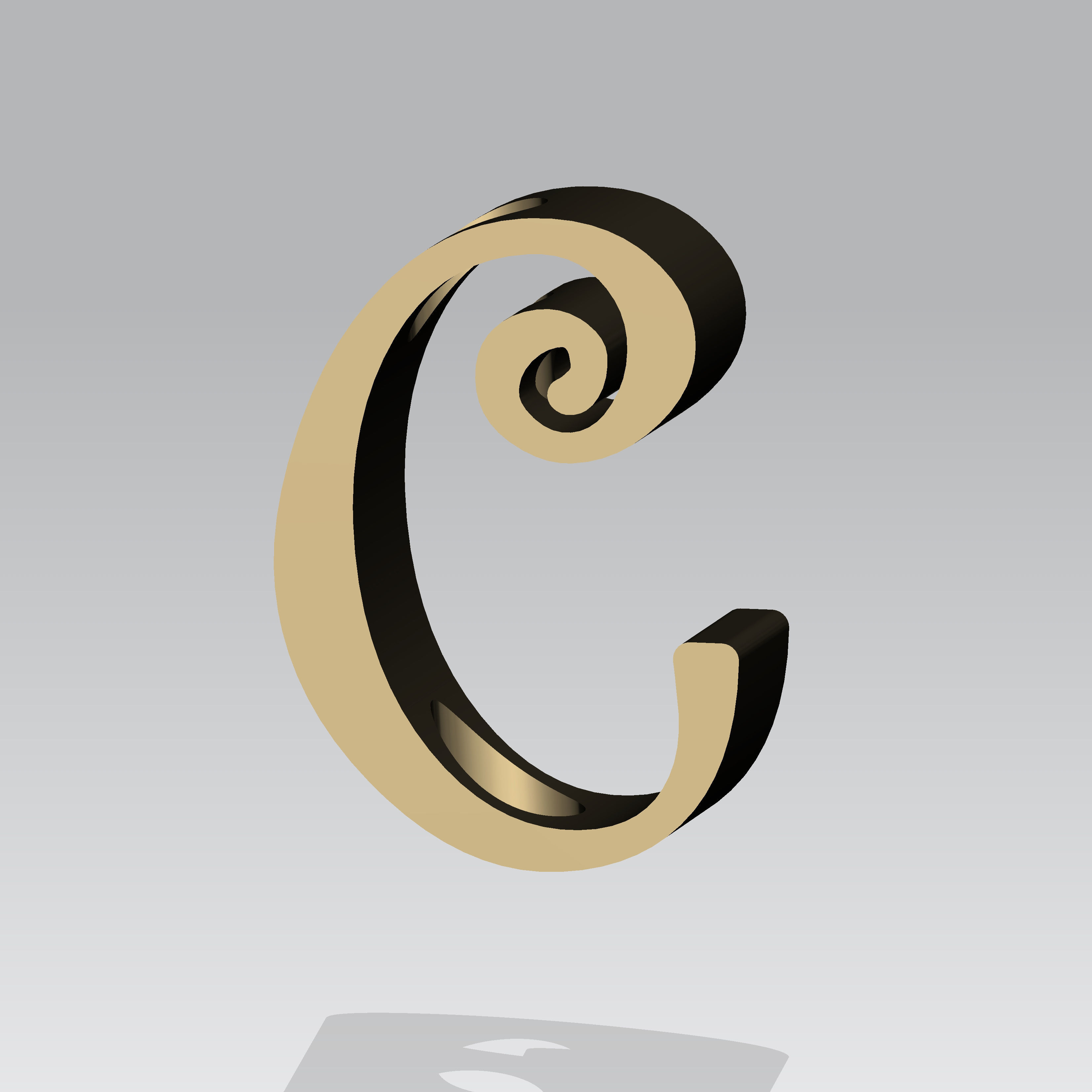 Printable 3D Model of Straw Buddy Topper letter  C 3D print model_4