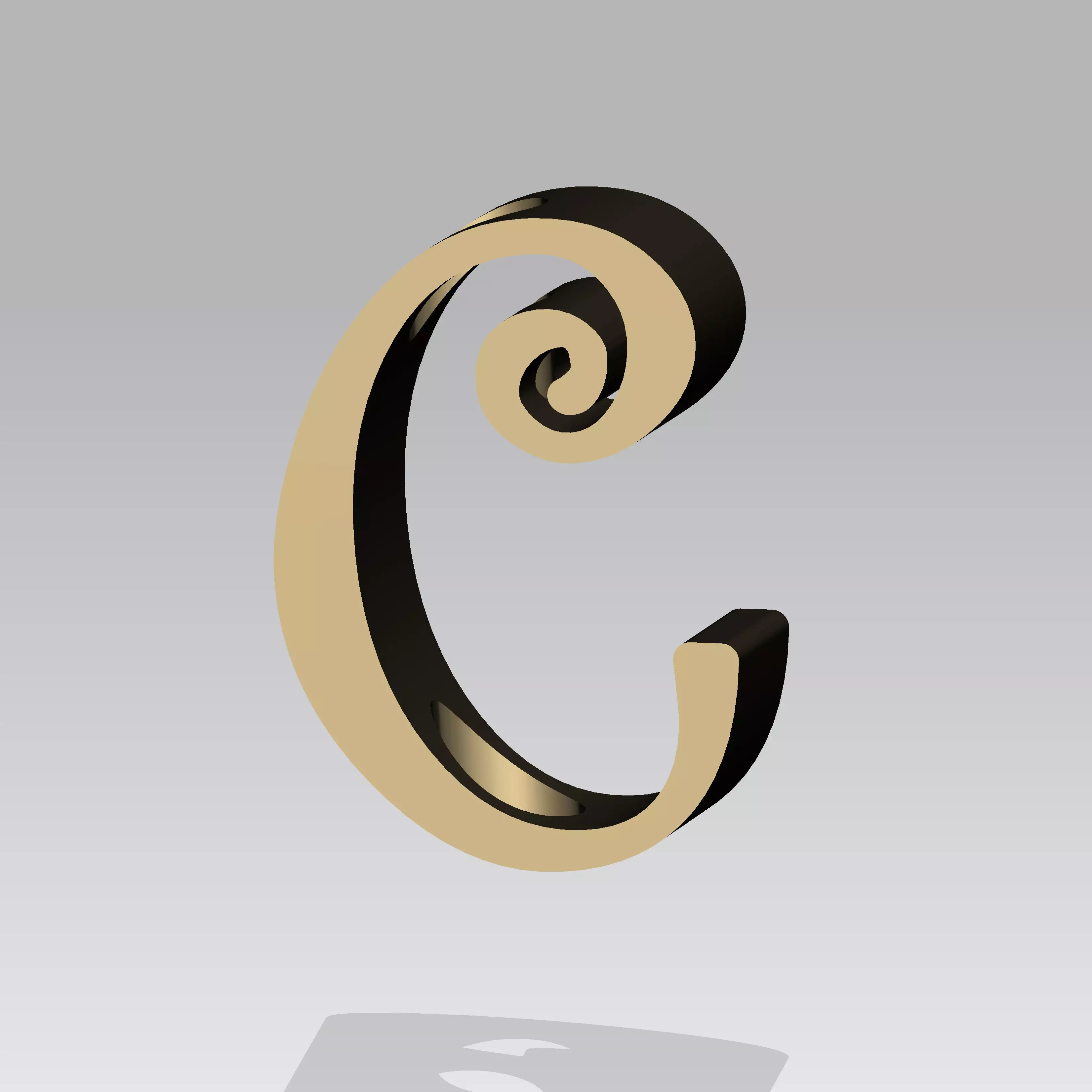 Printable 3D Model of Straw Buddy Topper letter  C 3D print model_0