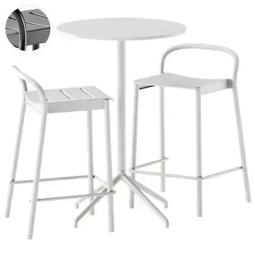 Muuto Cafe Bar Table Round and Linear Steel Bar