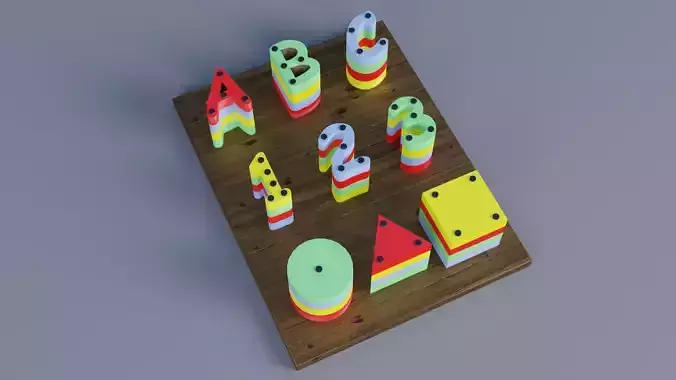 ABC Alphabet Toy Low-poly 3D model