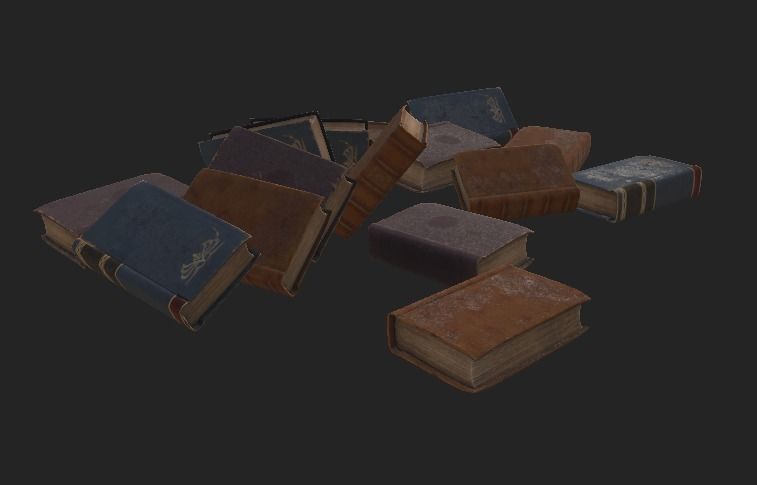 Book Pile Low-poly 3D model_4