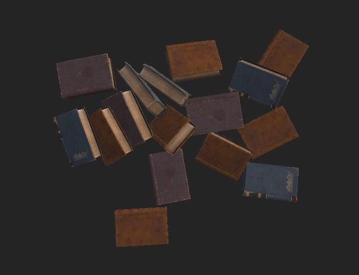 Book Pile Low-poly 3D model_5