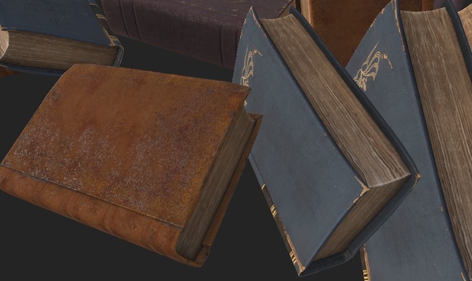 Book Pile Low-poly 3D model_2