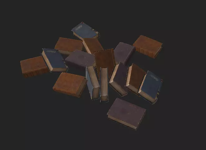 Book Pile Low-poly 3D model_0