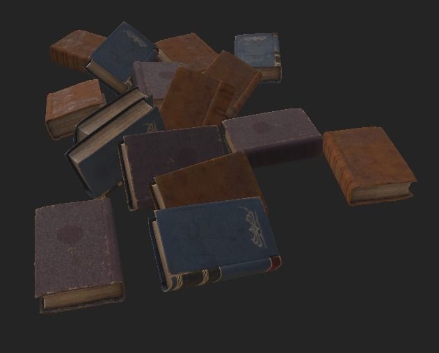 Book Pile Low-poly 3D model_3